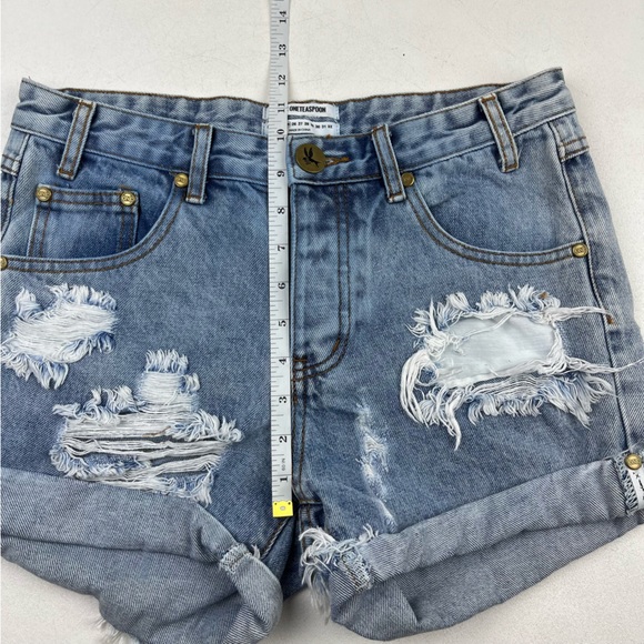 one x one teaspoon Chargers distressed denim cutoff jean shorts - Picture 5 of 11